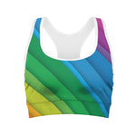 Rainbow Diagonal Lines Pattern Print Women's Sports Bra