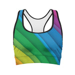 Rainbow Diagonal Lines Pattern Print Women's Sports Bra
