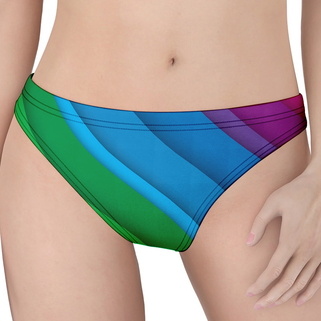 Rainbow Diagonal Lines Pattern Print Women's Thong