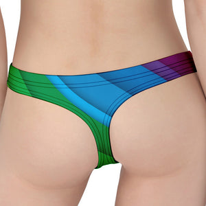 Rainbow Diagonal Lines Pattern Print Women's Thong