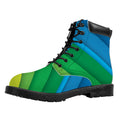 Rainbow Diagonal Lines Pattern Print Padded Collar Lace Up Boots