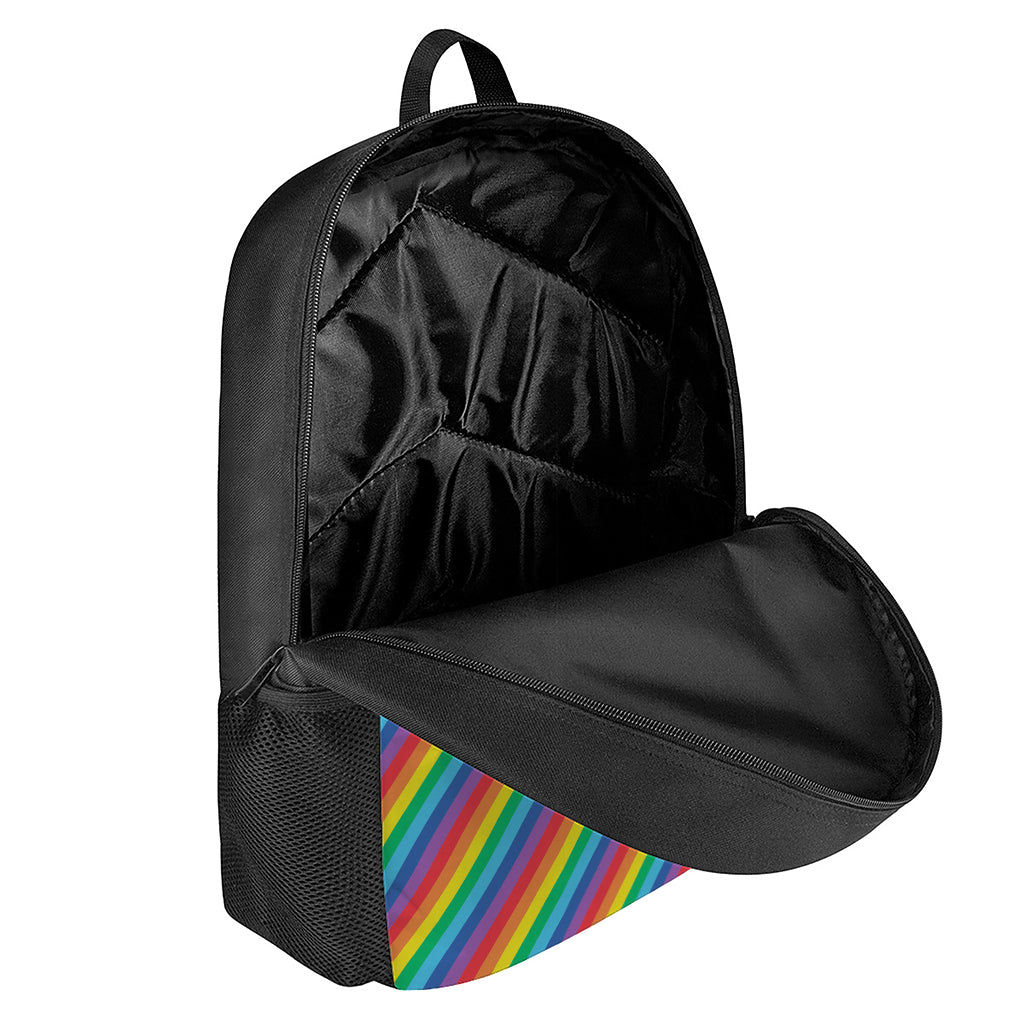 Rainbow Diagonal Striped Pattern Print 17 Inch Backpack