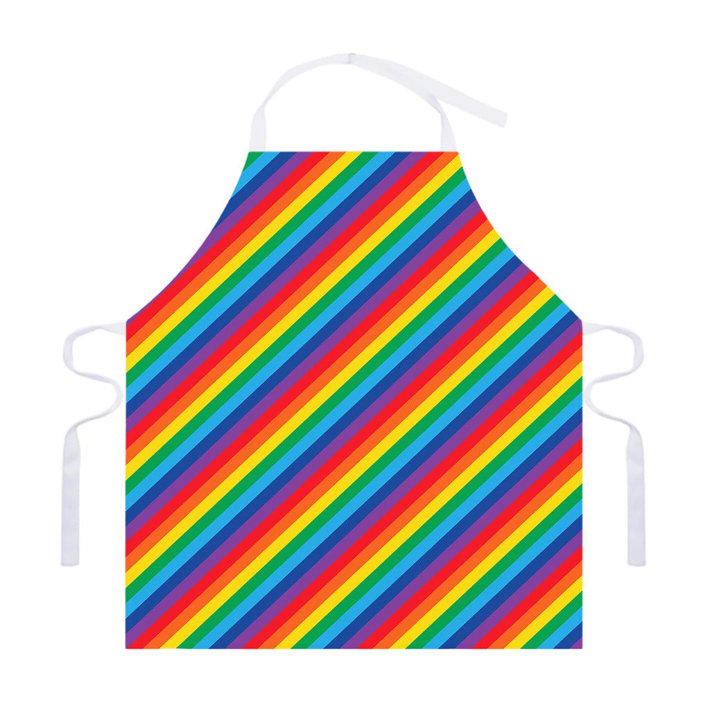 Rainbow Diagonal Striped Pattern Print Adjustable Apron