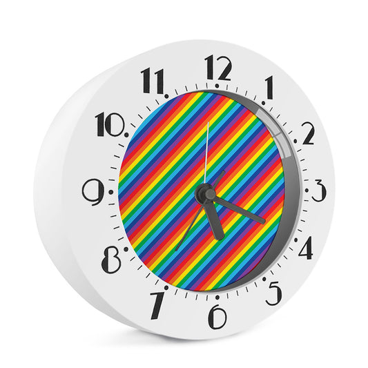 Rainbow Diagonal Striped Pattern Print Alarm Clock