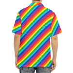 Rainbow Diagonal Striped Pattern Print Aloha Shirt