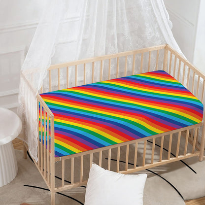 Rainbow Diagonal Striped Pattern Print Baby Crib Sheet