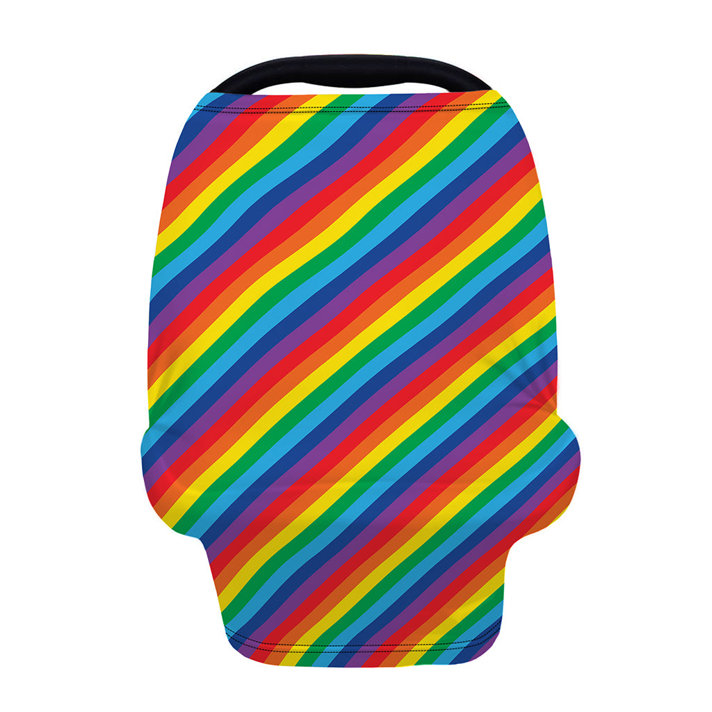 Rainbow Diagonal Striped Pattern Print Baby Seat Cover