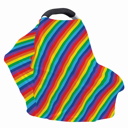 Rainbow Diagonal Striped Pattern Print Baby Seat Cover