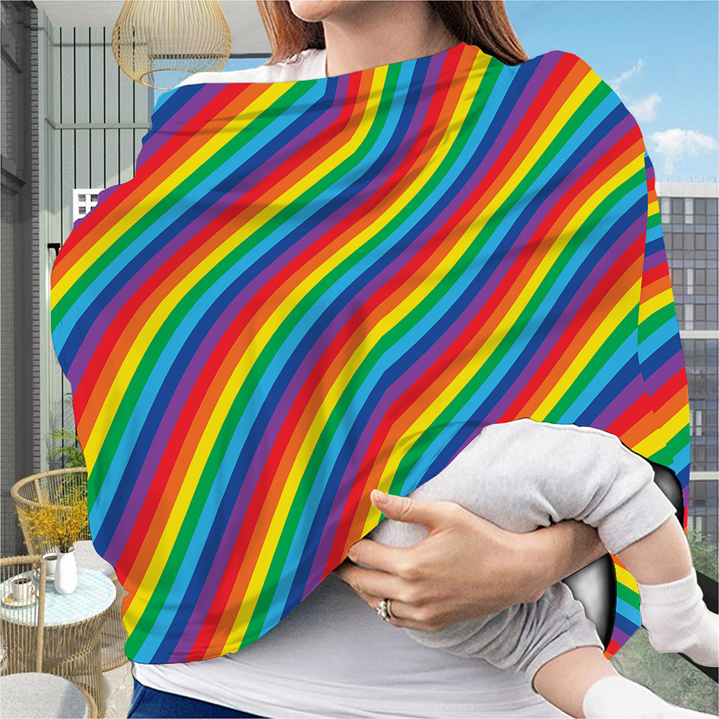 Rainbow Diagonal Striped Pattern Print Baby Seat Cover