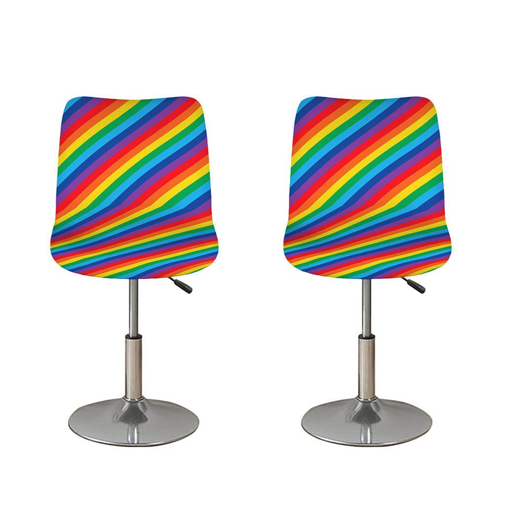 Rainbow Diagonal Striped Pattern Print Bar Stool Covers