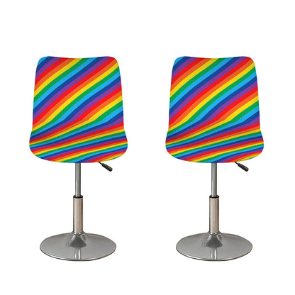 Rainbow Diagonal Striped Pattern Print Bar Stool Covers