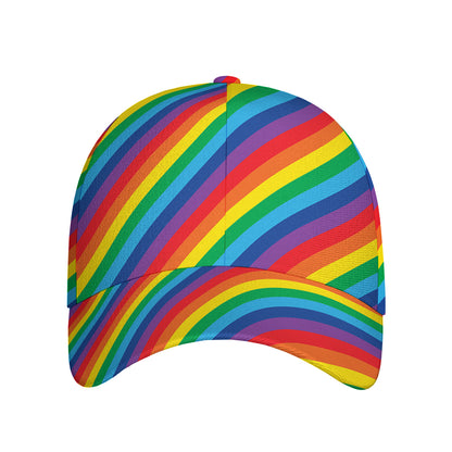 Rainbow Diagonal Striped Pattern Print Baseball Cap