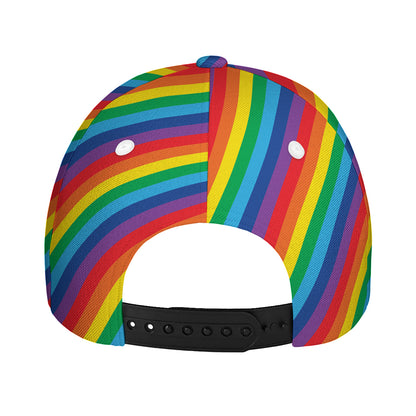 Rainbow Diagonal Striped Pattern Print Baseball Cap