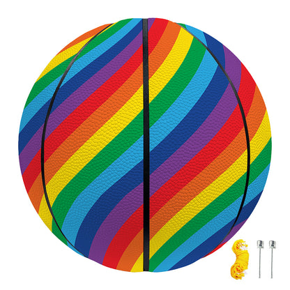 Rainbow Diagonal Striped Pattern Print Basketball