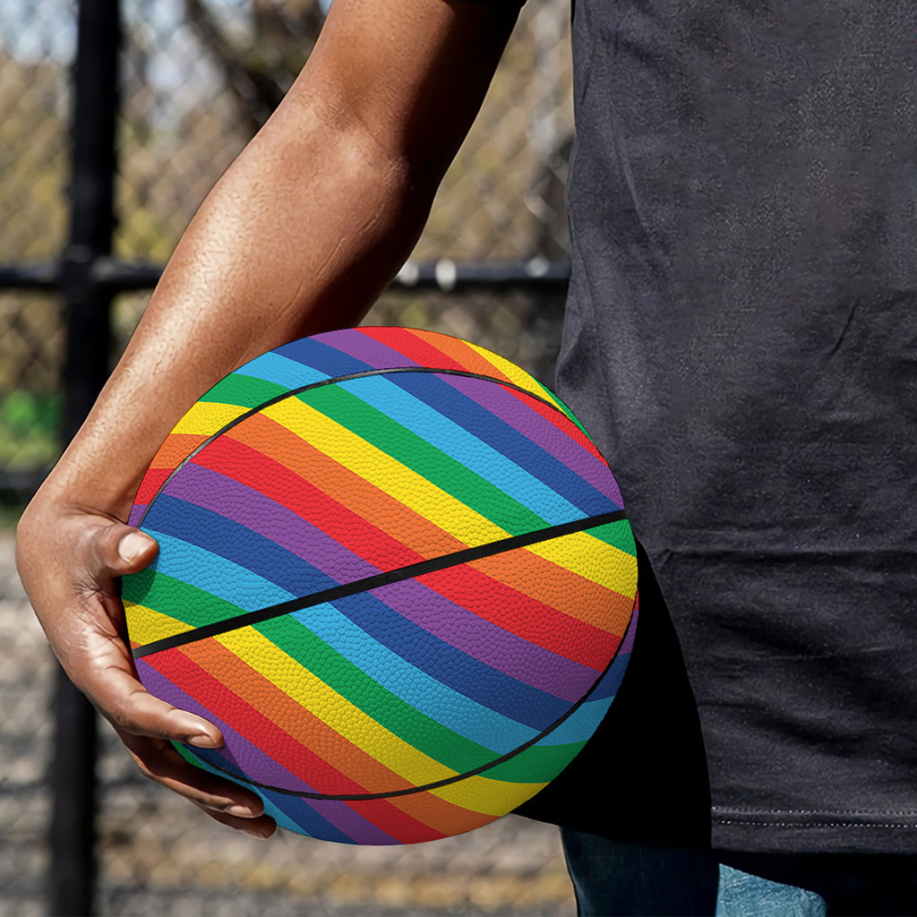 Rainbow Diagonal Striped Pattern Print Basketball
