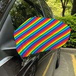 Rainbow Diagonal Striped Pattern Print Car Side Mirror Covers
