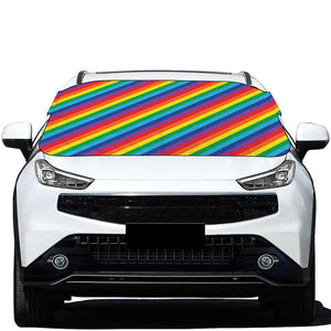 Rainbow Diagonal Striped Pattern Print Car Windshield Snow Cover