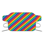 Rainbow Diagonal Striped Pattern Print Car Windshield Snow Cover