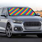 Rainbow Diagonal Striped Pattern Print Car Windshield Sun Shade
