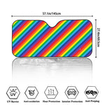 Rainbow Diagonal Striped Pattern Print Car Windshield Sun Shade