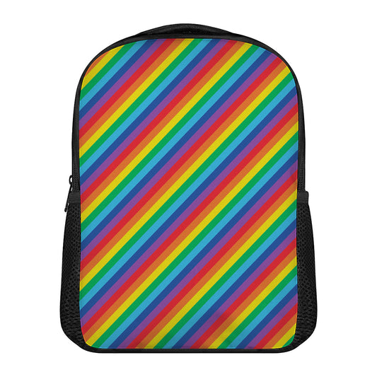 Rainbow Diagonal Striped Pattern Print Casual Backpack