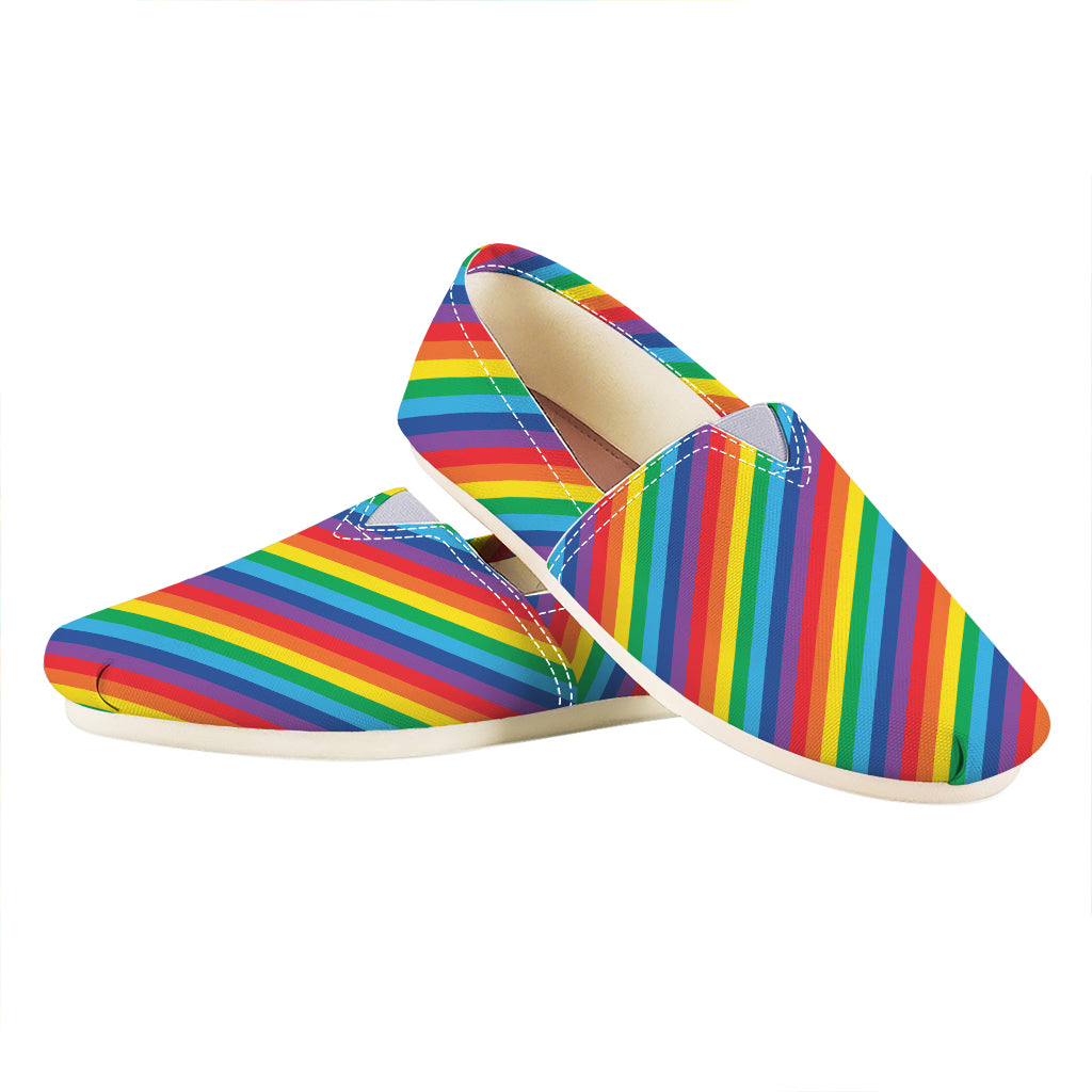 Rainbow Diagonal Striped Pattern Print Casual Shoes