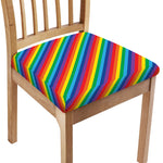 Rainbow Diagonal Striped Pattern Print Chair Cushion Cover