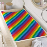 Rainbow Diagonal Striped Pattern Print Changing Pad Cover