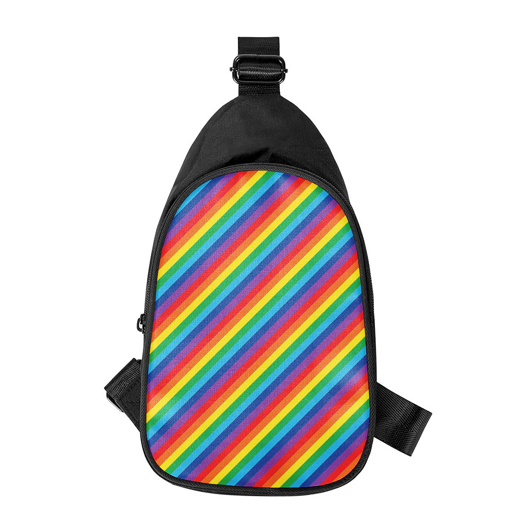 Rainbow Diagonal Striped Pattern Print Chest Bag