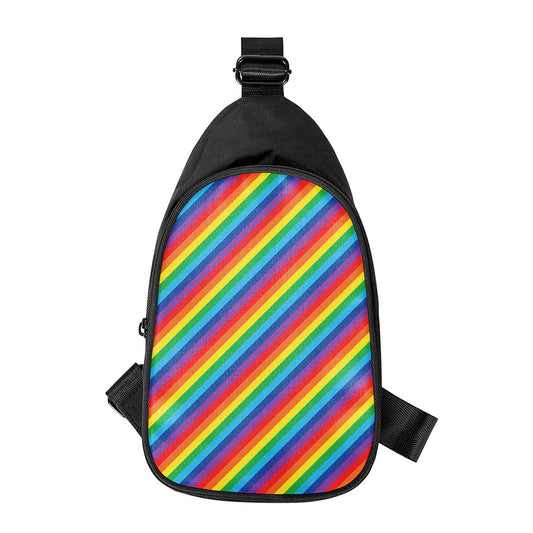 Rainbow Diagonal Striped Pattern Print Chest Bag