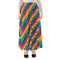 Rainbow Diagonal Striped Pattern Print Chiffon Maxi Skirt