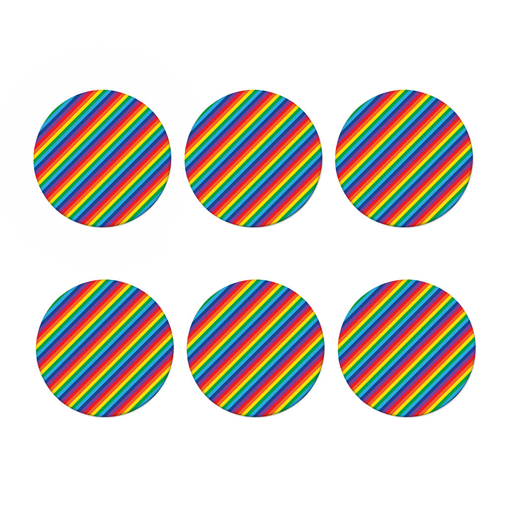 Rainbow Diagonal Striped Pattern Print Coaster Set