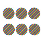 Rainbow Diagonal Striped Pattern Print Coaster Set