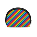 Rainbow Diagonal Striped Pattern Print Coin Purse