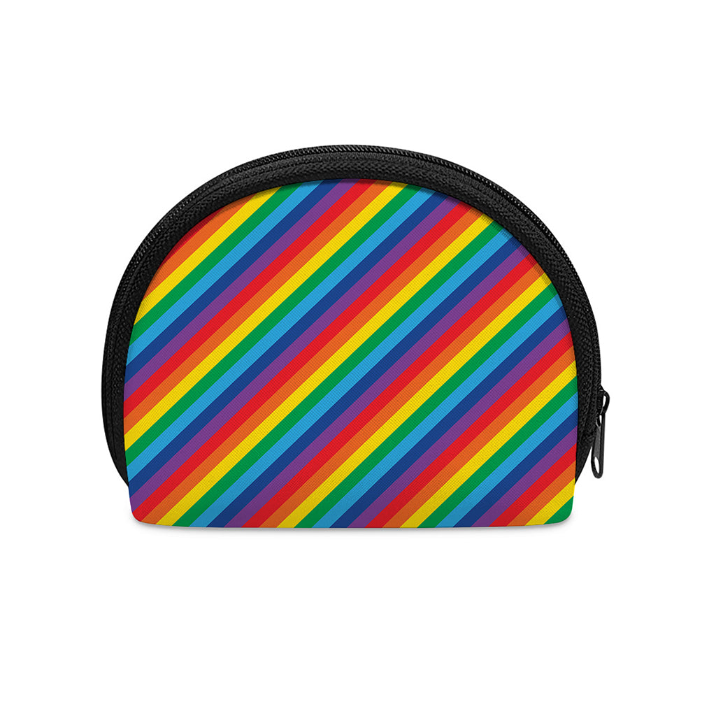 Rainbow Diagonal Striped Pattern Print Coin Purse