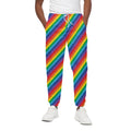 Rainbow Diagonal Striped Pattern Print Cotton Sweatpants