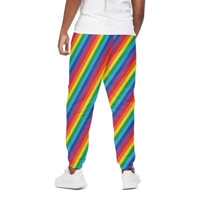Rainbow Diagonal Striped Pattern Print Cotton Pants