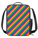 Rainbow Diagonal Striped Pattern Print Crossbody Lunch Bag