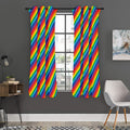 Rainbow Diagonal Striped Pattern Print Grommet Curtain Panels