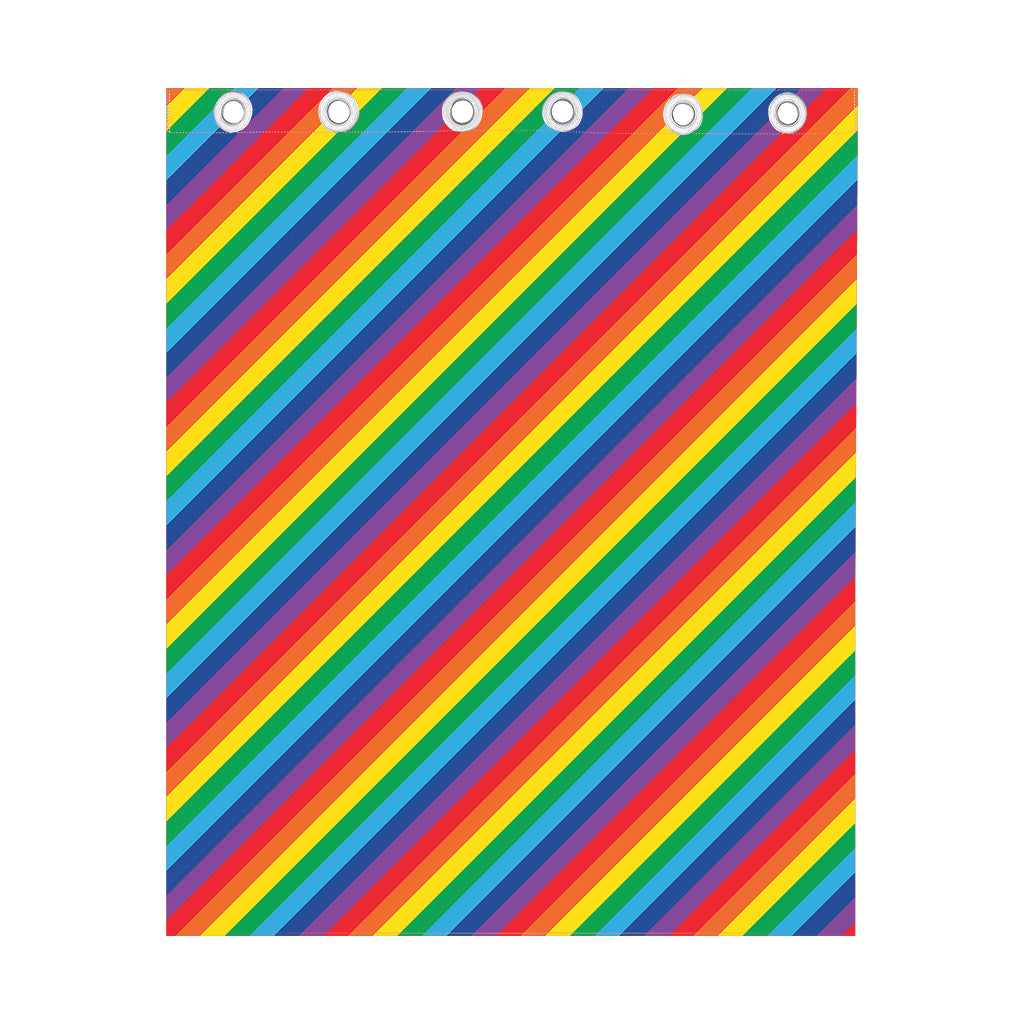Rainbow Diagonal Striped Pattern Print Curtain