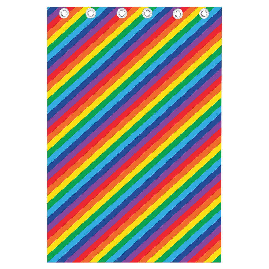 Rainbow Diagonal Striped Pattern Print Curtain