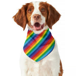 Rainbow Diagonal Striped Pattern Print Dog Bandana