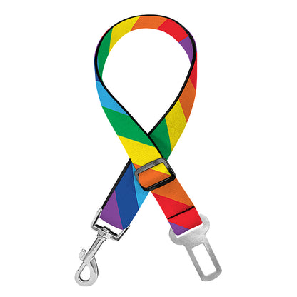Rainbow Diagonal Striped Pattern Print Dog Seat Belt