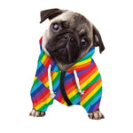 Rainbow Diagonal Striped Pattern Print Dog Zip Up Hoodie