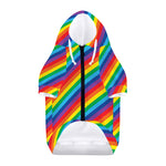 Rainbow Diagonal Striped Pattern Print Dog Zip Up Hoodie