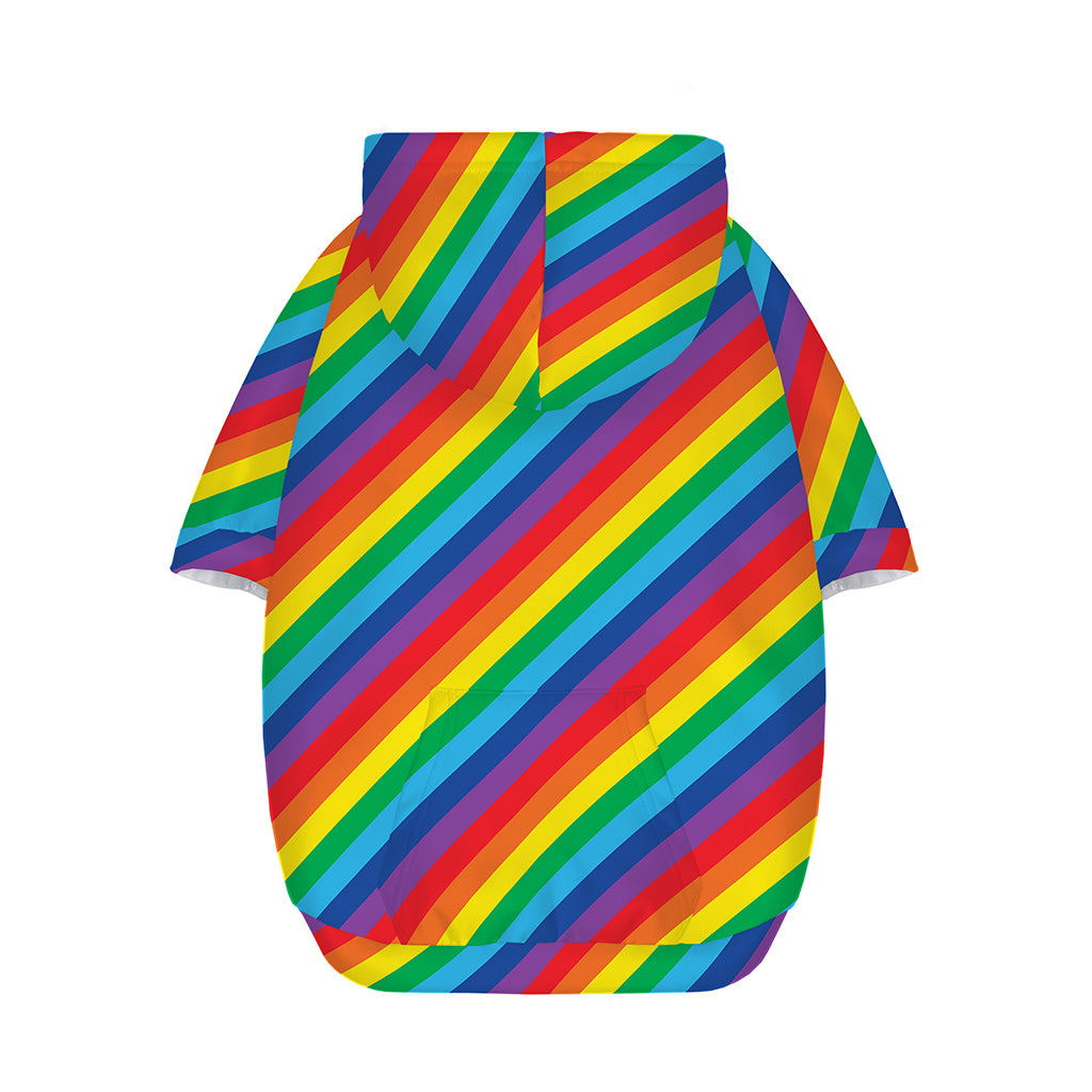 Rainbow Diagonal Striped Pattern Print Dog Zip Up Hoodie