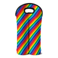 Rainbow Diagonal Striped Pattern Print Double Neoprene Wine Tote