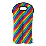 Rainbow Diagonal Striped Pattern Print Double Neoprene Wine Tote