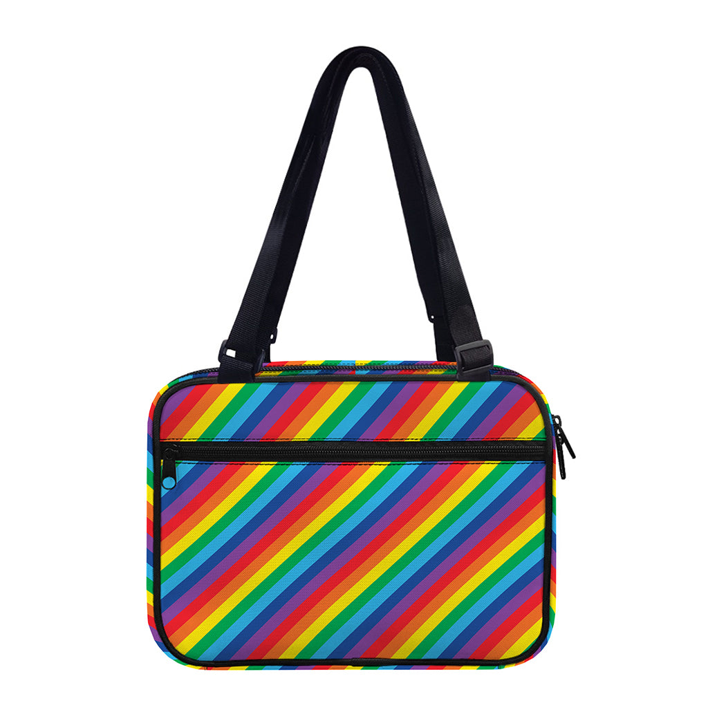 Rainbow Diagonal Striped Pattern Print Double Strap Bible Bag