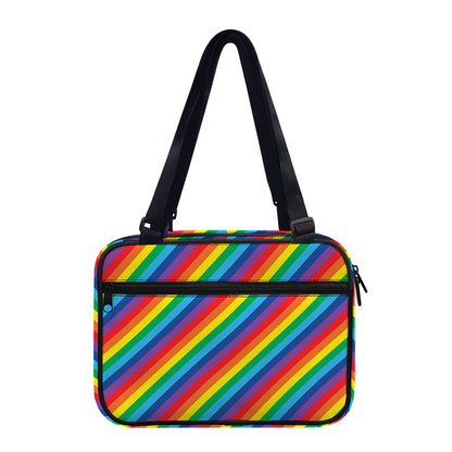 Rainbow Diagonal Striped Pattern Print Double Strap Bible Bag